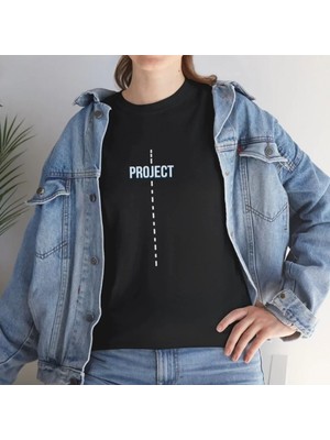 MiraLive Miray- Unisex Bisiklet Yaka Baskılı T-Shirt - Siyah