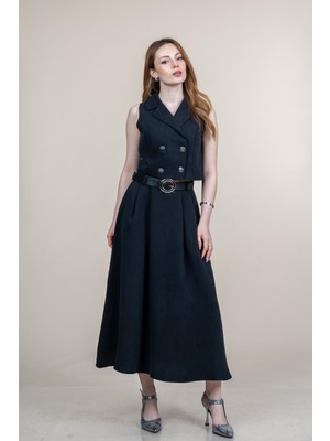 MissVina Trend Kısa Yelek ve Kemerli Etek Takım 1306