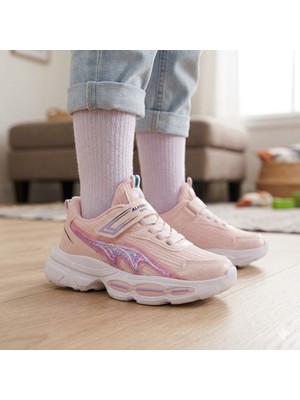 Kindep (Alessio) Hafif Rahat Cırtlı Çocuk Spor Ayakkabı Pudra