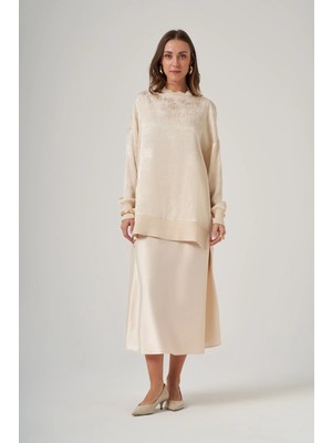 Nuss 3013 Jakar Detay Tunik - Krem