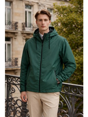 Damga Erkek Günlük Premium Casual Astarlı Yeşil Yağmurluk
