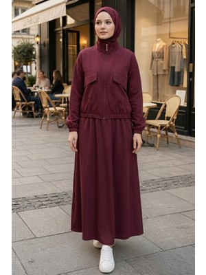 İlkimay.com Cep Detaylı Fermuarlı Ikili Takım 1697 - Bordo