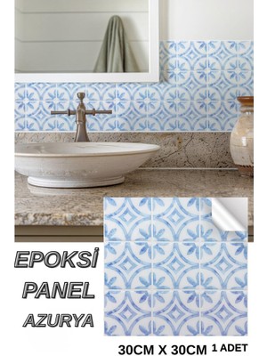 Renkli Duvarlar 30×30CM Azurya Mavi Epoksi 1 Adet 3D Yapışkanlı Duvar Paneli Kağıdı Sticker Mutfak Banyo Salon Ofis