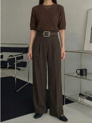 Foremia Kemer Detay Pantolon-Kahve -