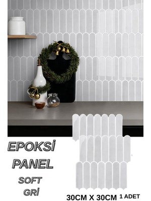 Renkli Duvarlar 30×30CM Soft Gri Epoksi 1 Adet 3D Yapışkanlı Duvar Kaplama Paneli Mutfak Banyo Salon Ofis