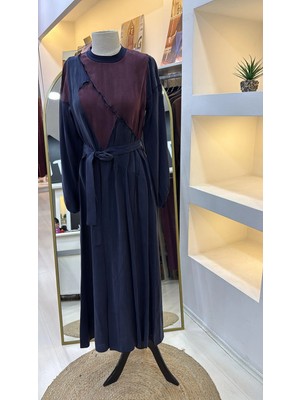 Misswhence Patchwork Elbise 39801 Lacivert