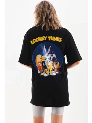 MiraLive Miray- Unisex Baskılı Oversize T-Shirt - Siyah