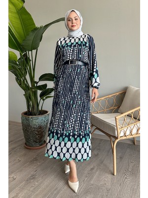 inStyle Vena Puantiyeli Şifon Elbise - Mint