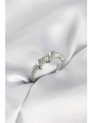 Mercansa Gümüş Renk Zirkon Taşlı Sarmal Yılan Model Kadın Yüzük