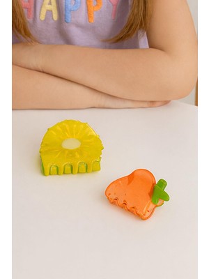 New Obsessions Limon ve Havuç Asetat Mandal Çocuk Saç Tokası Seti