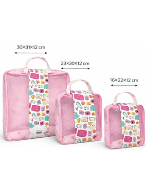 Melnio 3'lü Valiz Düzenleyici Organizer Set-Düzenleyici-File Kapaklı-Fermuarlı