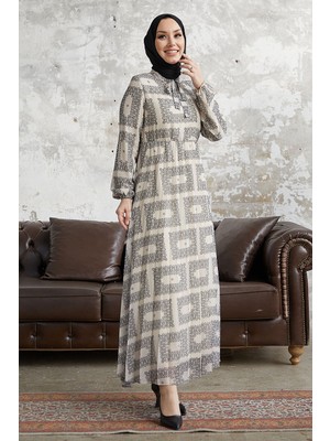 inStyle Luiza Yakası Bağlamalı Beyaz Şifon Elbise