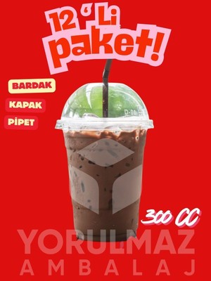 Yorulmaz Ambalaj 🥤 🥤 🥤 300 cc Kapaklı Pipetli Plastik Bardak – Smoothie, Milkshake ve Soğuk Içecekler Için
