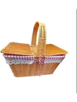 Kapaklı Hasır Piknik Sepeti