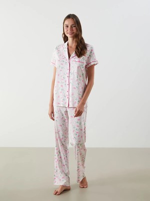 Lc Waikiki Yeni Sezon Gömlek Yaka Çiçekli Kadın Pijama Takım