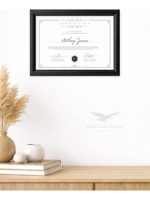 Raven Art Studio A4 - 21CM x 30CM Hafif  Arka Panel 300 Mikron Şeffaf Pleksiglas Oval Siyah Fotoğraf Çerçevesi