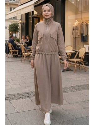 İlkimay.com Cep Detaylı Fermuarlı Ikili Takım 1697 - Taş