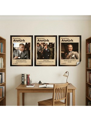 Akıllı Kağıt Statik Tutunma Özellikli Tablo - Poster Atatürk (Model- 30)