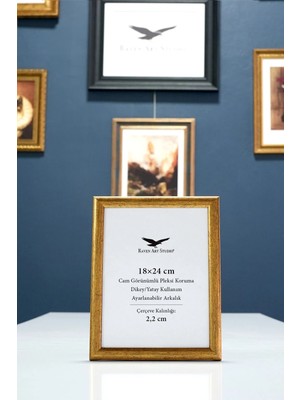 Raven Art Studio Pergamon 18X24 cm Antik Altın Resim Fotoğraf Belge Poster Evrak Çerçevesi Korumalı Kırılmaz Pleksi Cam