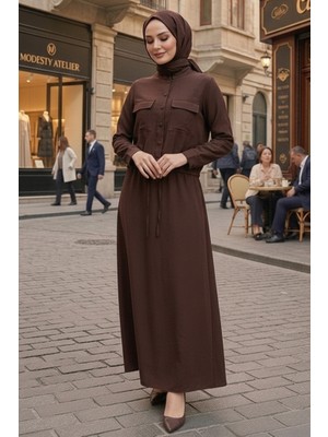 İlkimay.com Kapak Cepli Düğmeli Ikili Takım 1696 - Kahve