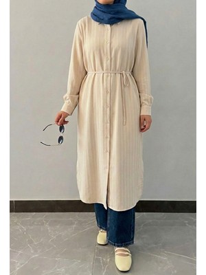 Foremia Kendinden Çizgili Uzun Tunik-Taş -