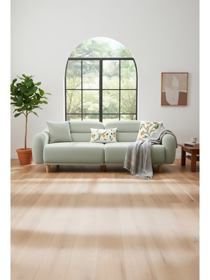 Rolivs Stella Üçlü Koltuk Gürgen Ağacı Ayak- Kadife