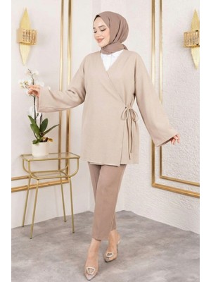 Foremia Yan Bağlamalı Atlas Tunik-Taş -