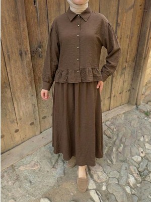 Foremia Büzgü Detay Etekli Takım-Kahve -