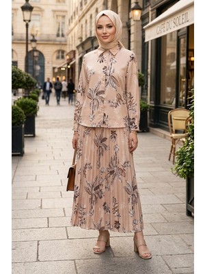 İlkimay.com Eteği Piliseli Saten Ikili Takım 1693