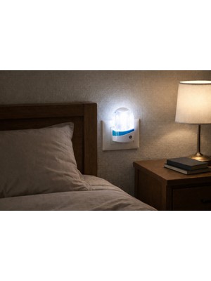 Ulbay Gece Lambası – Oval – Mavi Şeritli – Karanlıkta Otomatik Yanar – Fotoselli – 0.1W