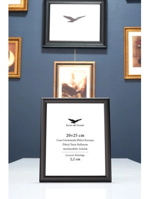 Raven Art Studio Pergamon 20X25 cm Siyah Altın Resim Fotoğraf Belge Poster Evrak Çerçevesi Korumalı Kırılmaz Pleksi Cam