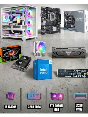 Efs I5 14400F  Işlemci 32GB Ram  512GB Nmve 4060TI 16GB Ekran Kartlı Gaming Pc