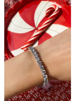 Spossy Silver Jewelry 5mm A+ Kalite Zirkon Taşlı Su Yolu Bileklik