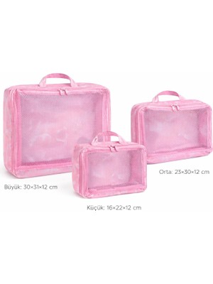 Melnio 3'lü Valiz Düzenleyici Organizer Set-Düzenleyici-File Kapaklı-Fermuarlı