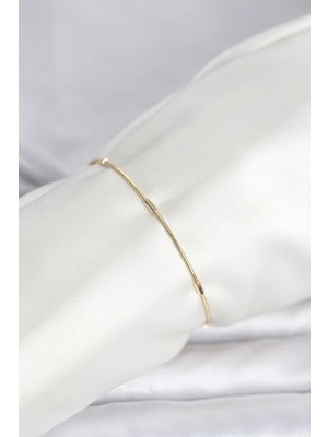 Mercansa cm 14K Gold Renk Barlı Yılan Zincir Model Kadın Bileklik