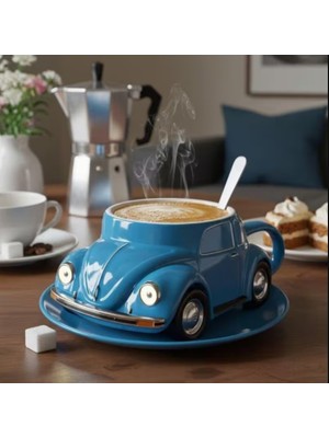 Es Dekor Mavi 1 Adet Yaratıcı Tasarımlı Araba Şeklinde Kahve Kupası, Renkli Reçine