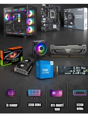 Efs I5 14400F  Işlemci 32GB Ram  512GB Nmve 4060TI 16GB Ekran Kartlı Gaming Pc