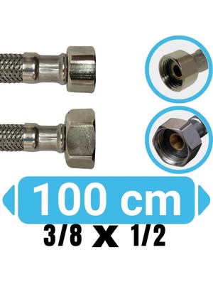 AKS Su Bağlantı Flexi Klozet Bağlantı Flex Hortumu (3/8 - 1/2) - (100 Cm)