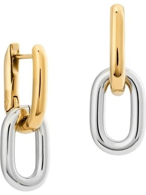 Daniel Wellington Contrast Link Earrings Two Tone Rose Gold