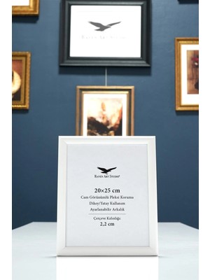 Raven Art Studio Pergamon 20X25 cm Beyaz Altın Resim Fotoğraf Belge Poster Evrak Çerçevesi Korumalı Kırılmaz Pleksi Cam