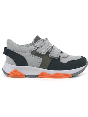 Ortopedikal 3880 Rakerplus Hakiki Deri Gri Siyah Çocuk Sneakers Spor Ayakkabı Cırtlı