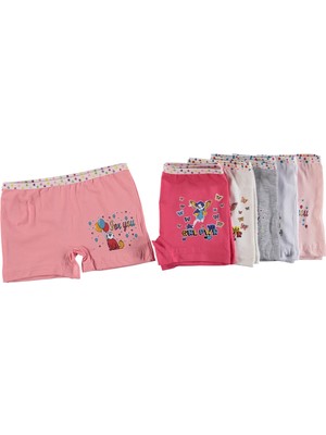 Katmirra Dondeza 6'lı Eko Paket Baskılı Kız Çocuk Boxer Soft Pamuklu Rahat Tasarım