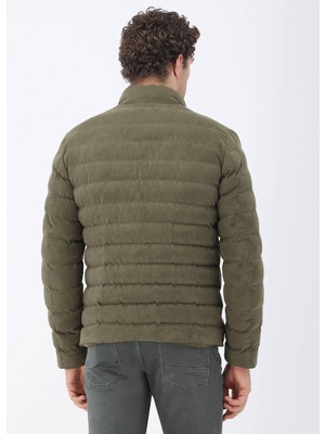 Açık Haki Regular Fit Dik Yaka Casual Dokuma Mont