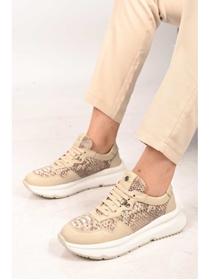 Bestello Bağcıklı Eva Taban Hakiki Deri Sneaker 101-8065-10 Kadın Ayakkabı