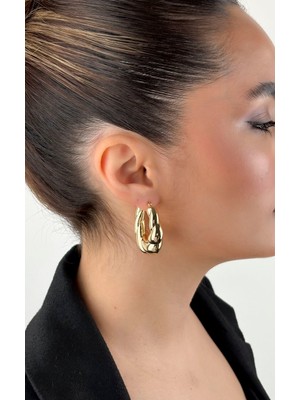 Sacha Burgu Oval Formlu Halka Küpe