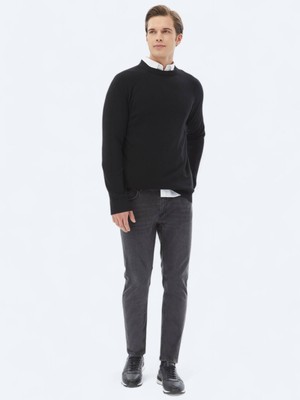 Kip Koyu Gri Super Slm Fit Denim Pamuk Karışımlı Pantolon