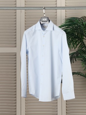 Kip Açık Mavi Regular Fit Dokuma Klasik Pamuk Karışımlı Gömlek