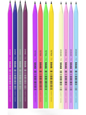 Silka Kaly Üçgen Kurşun Kalem 12'li Renkli Seçeneklerle Doğa Dostu ve Uç Kırılmaya Dirençli
