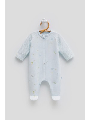 Caramell Jungle Frıends Baskılı Önden Fermuarlı Tulum - Mavi - 50-56 cm Mavi