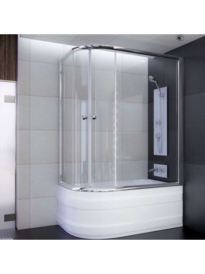 Sırduş 150X100 Sır-Lüks Asimetrik Küvet Üstü Duşakabin Sağ